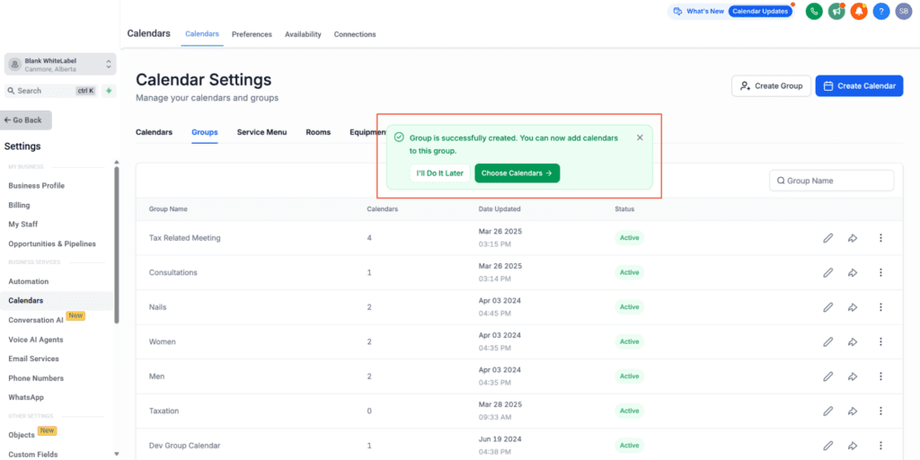 GoHighLevel Calendars Onboarding - Calendar Groups