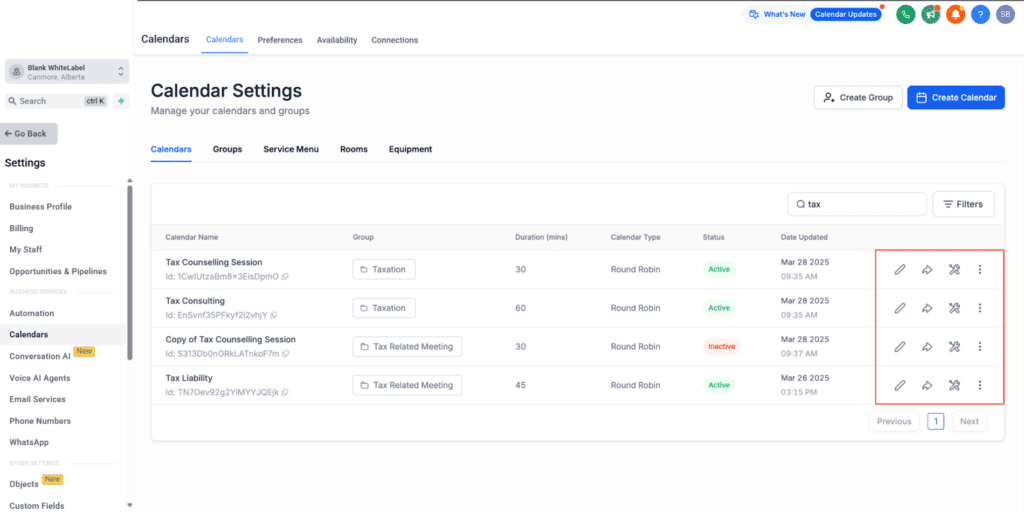 GoHighLevel Calendars Onboarding - Navigation