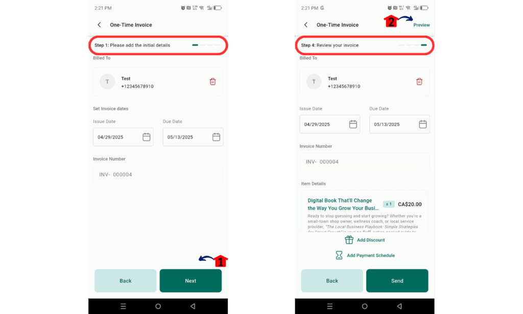Mobile invoice descriptions GHL update step 7