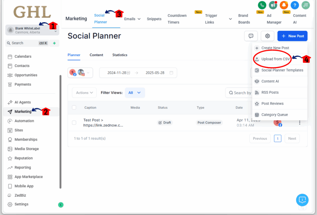 social planner csv