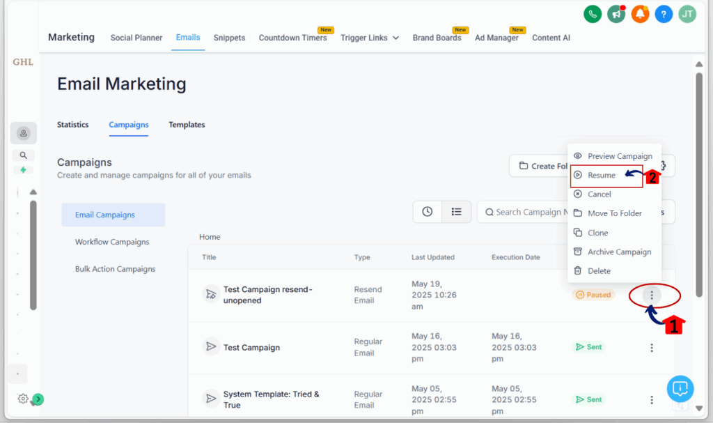 email campaign control