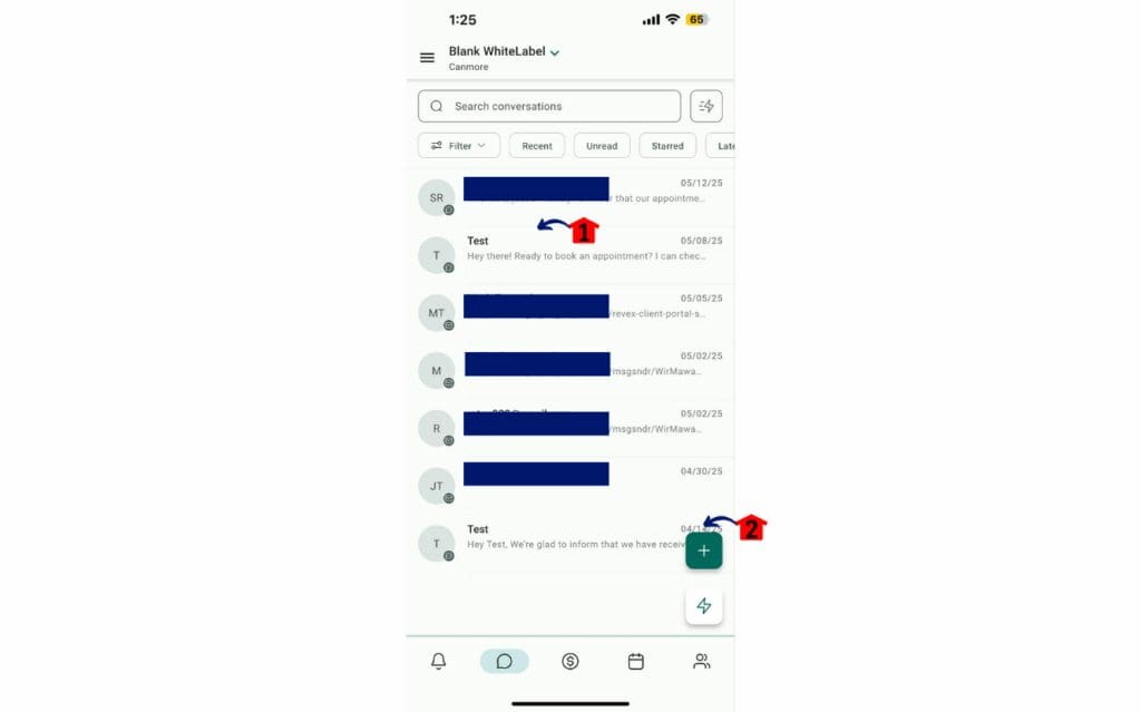 Selecting or starting new mobile conversations