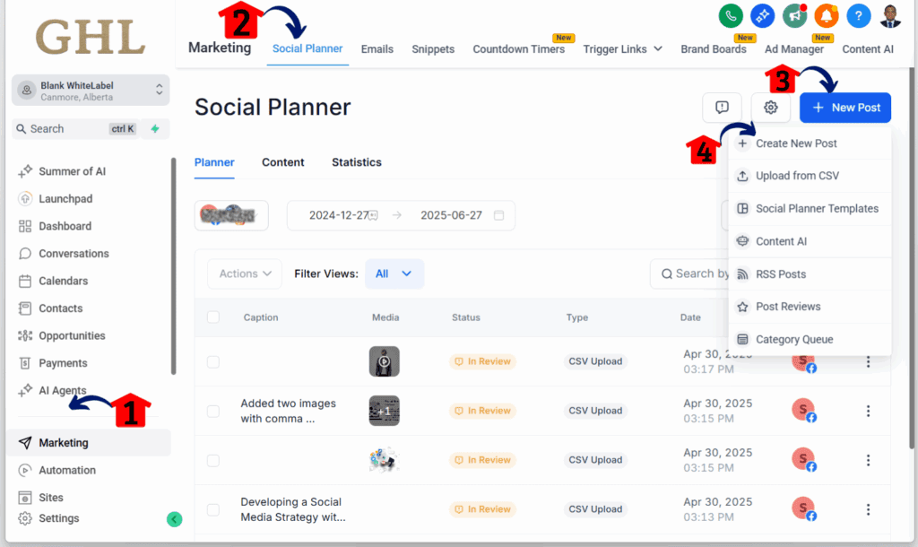 recurring social posts - marketing