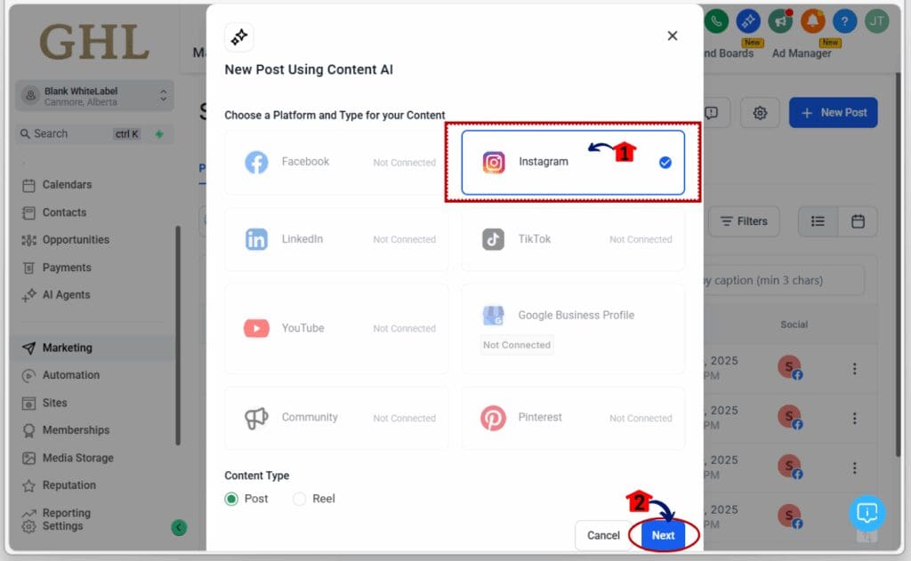 ai social content