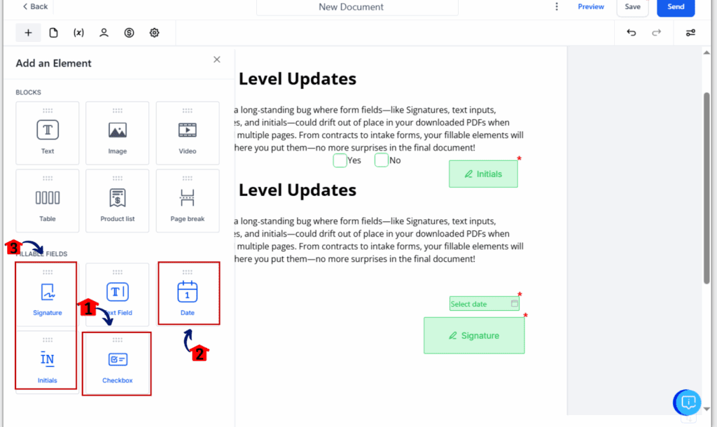 Comparison image showing before and after results of PDF form alignment fix.