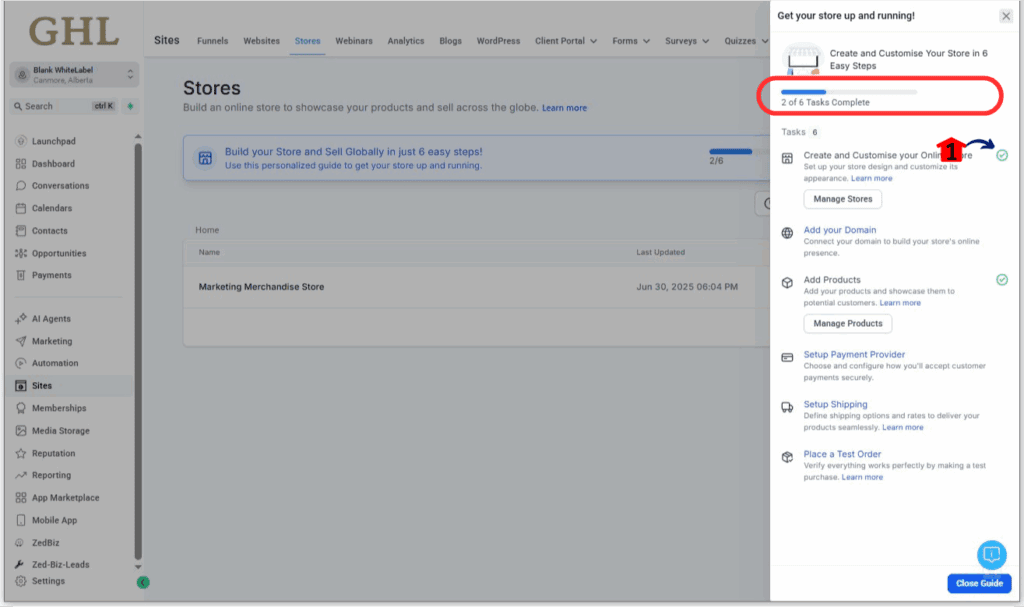 Setup Wizard Progress