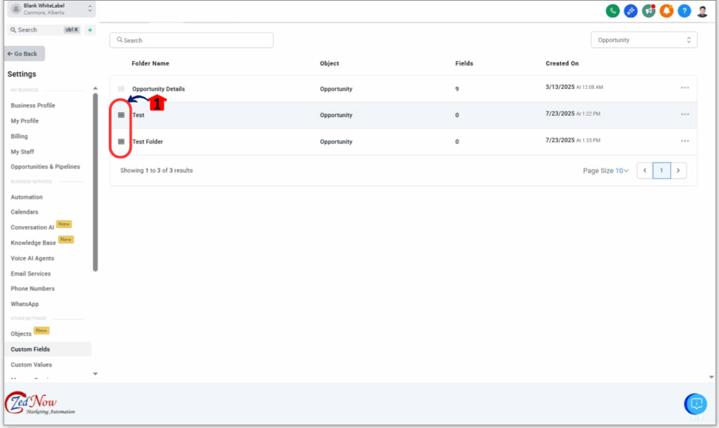 Reorder Custom Fields Opportunities