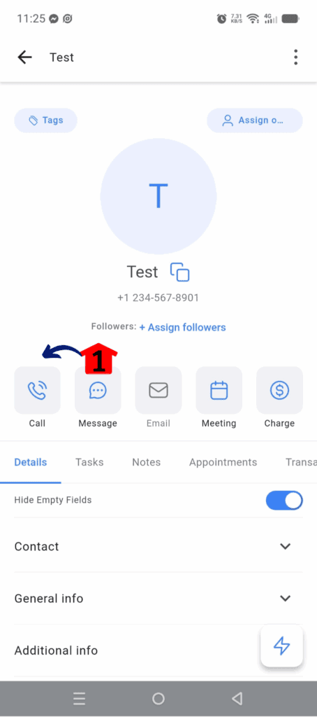 GHL contact mobile call integration