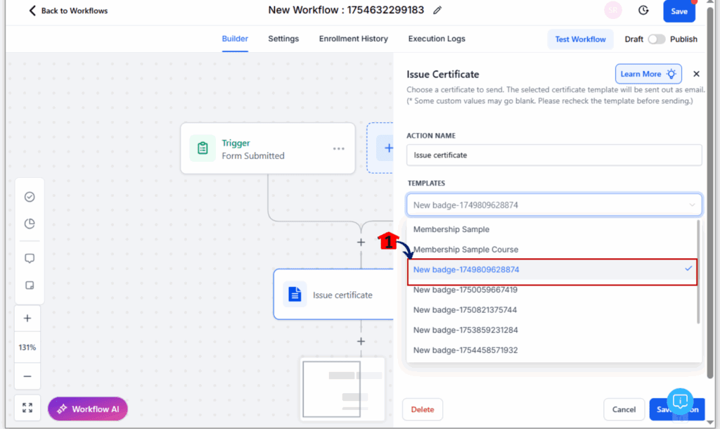 automated badge delivery - Choose a Badge Template Instead of a Certificate