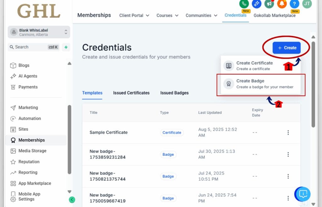 How to use the custom badge builder - Create