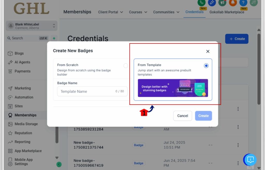 How to use the custom badge builder - Template