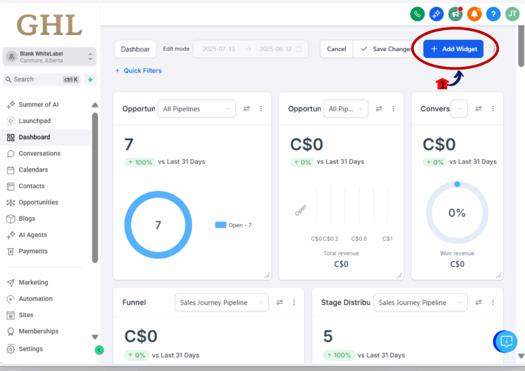 custom kpi dashboard - widget