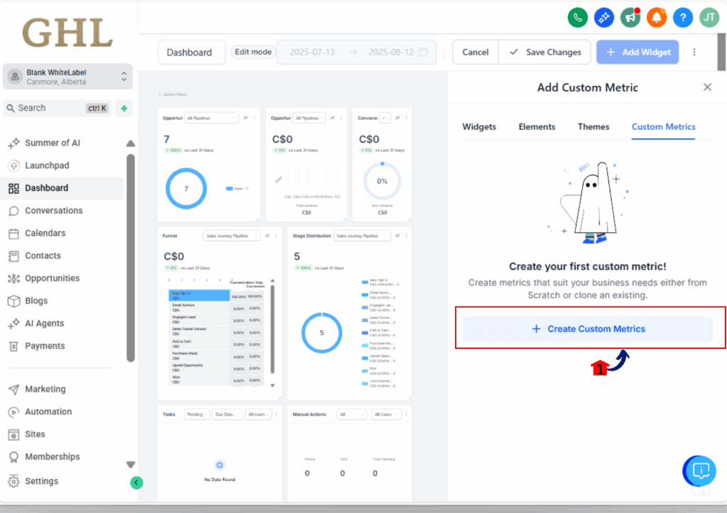 custom kpi dashboard - custom metrics