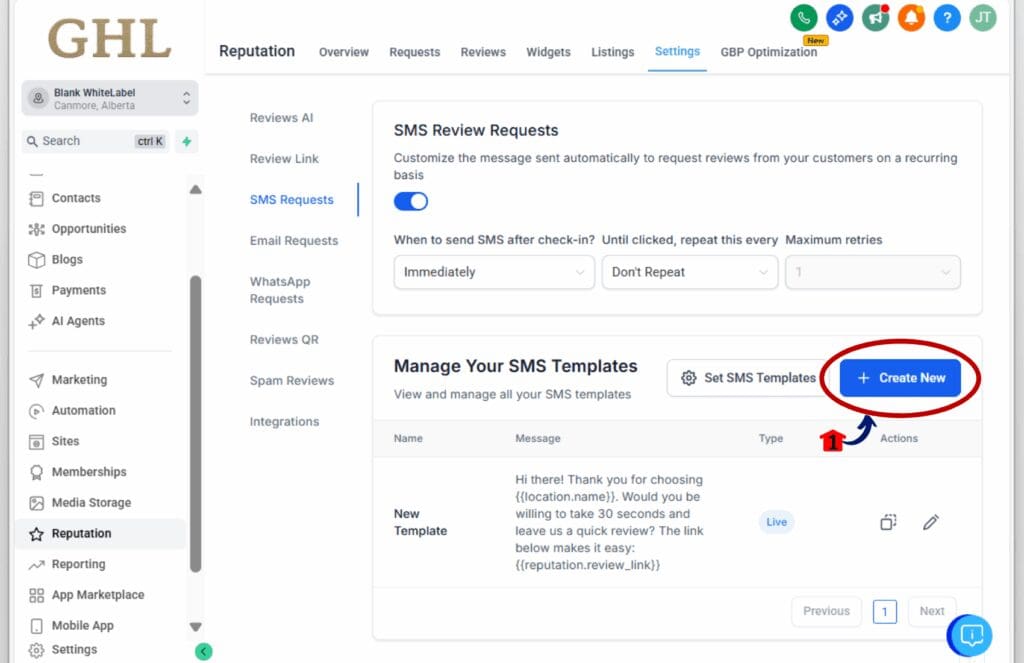 Building Your First Custom SMS Template - Create