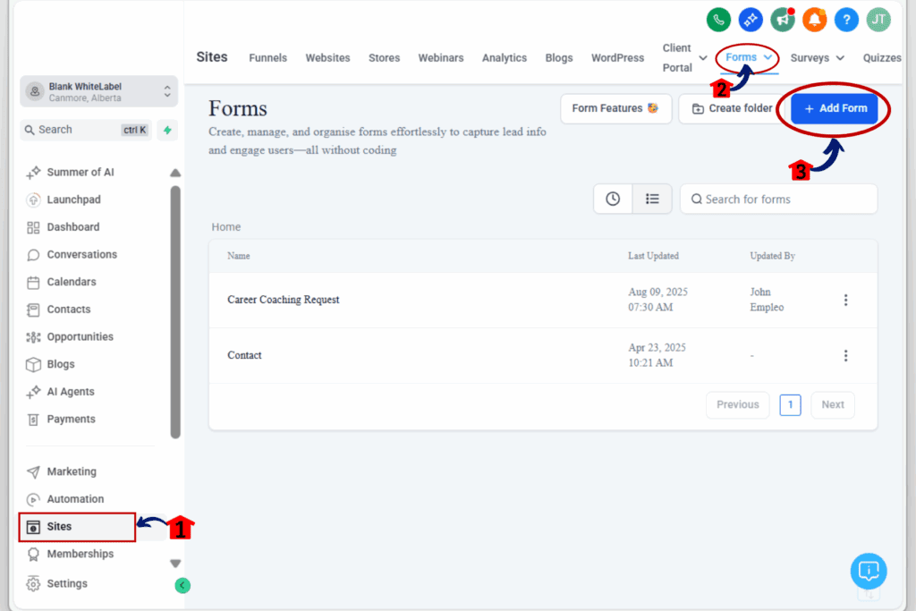 form padding settings - add