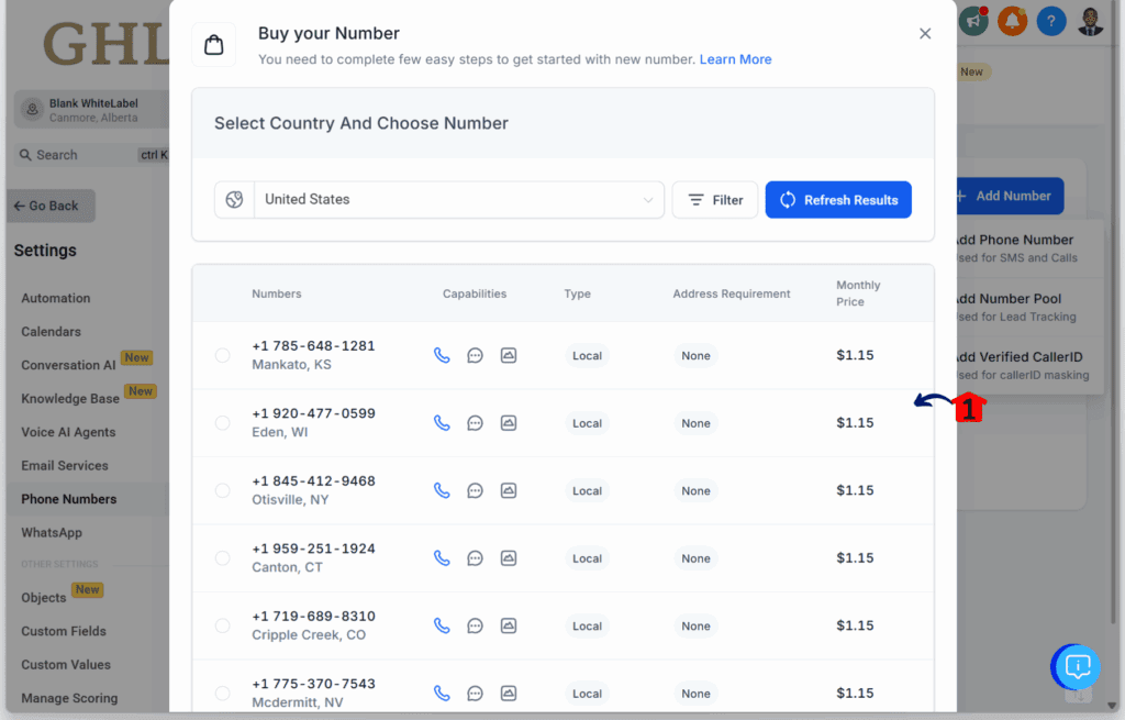 International calling settings – Buy a Phone Number