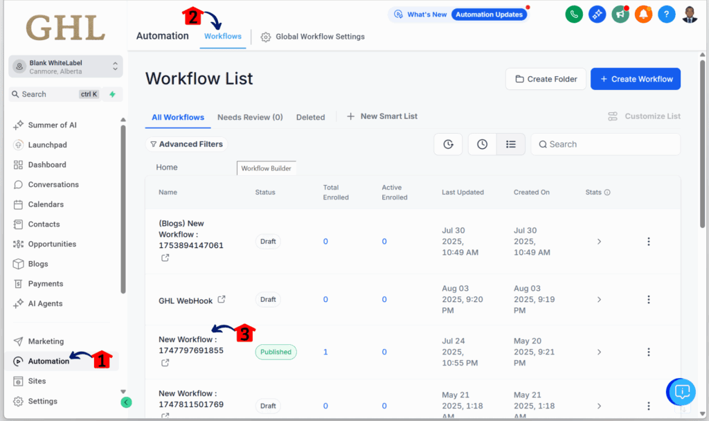 Workflow setup and configuration
