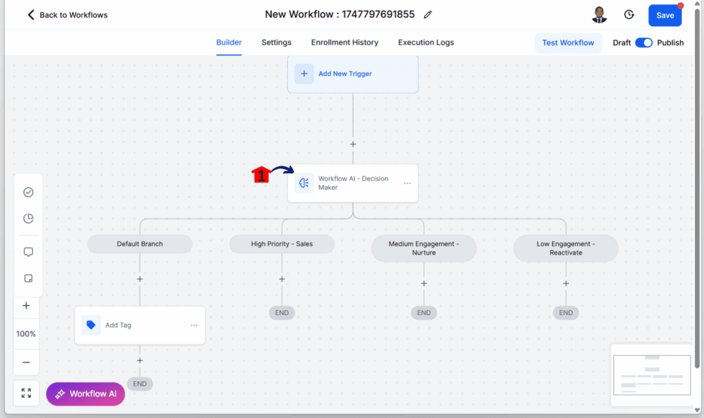 Branches Added in the workflow editor