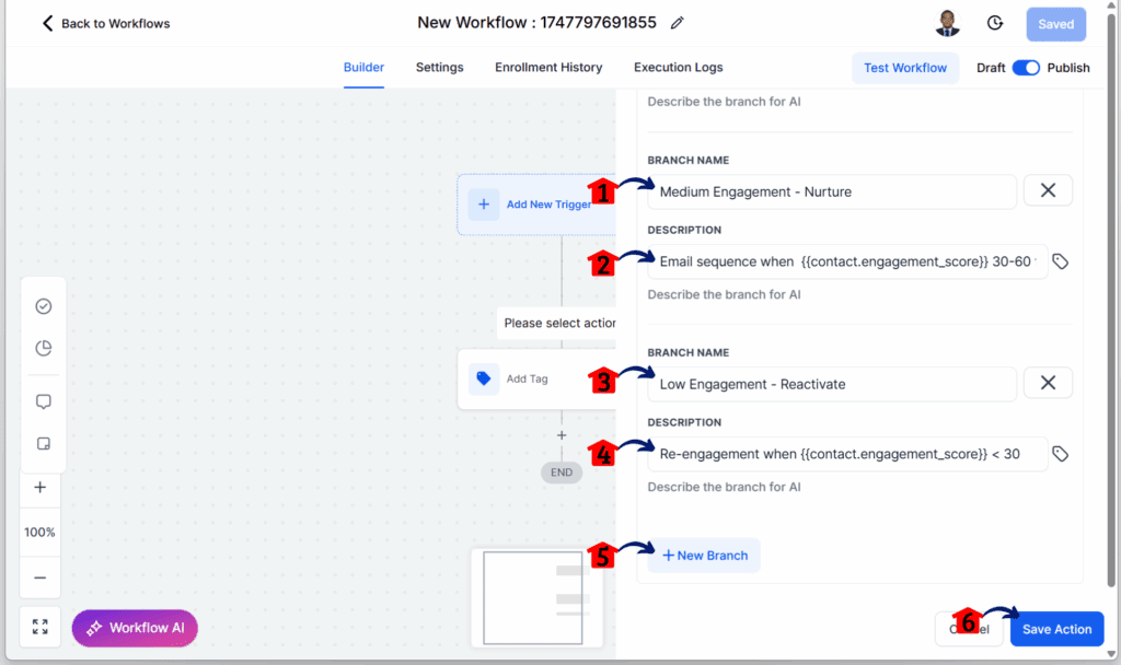 workflow decision branches saved