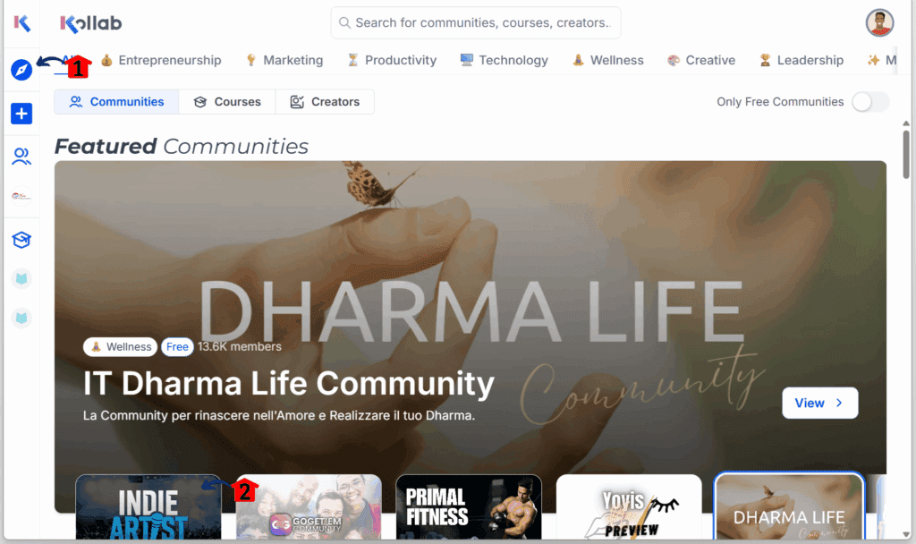 community course UX dashboard