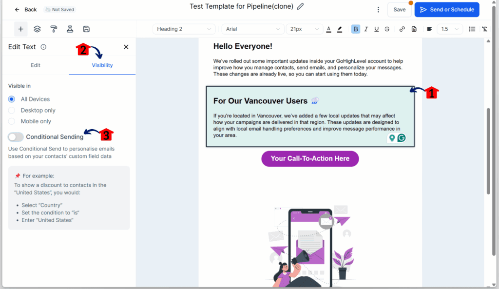 email conditional logic - Open the Email Editor