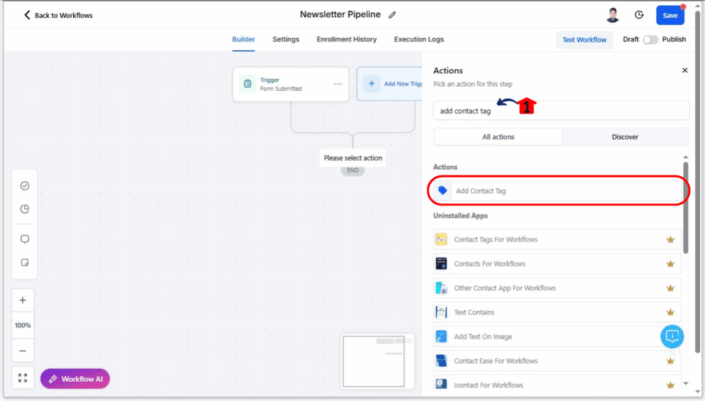Newsletter Automation - Add an Action to Tag New Subscribers
