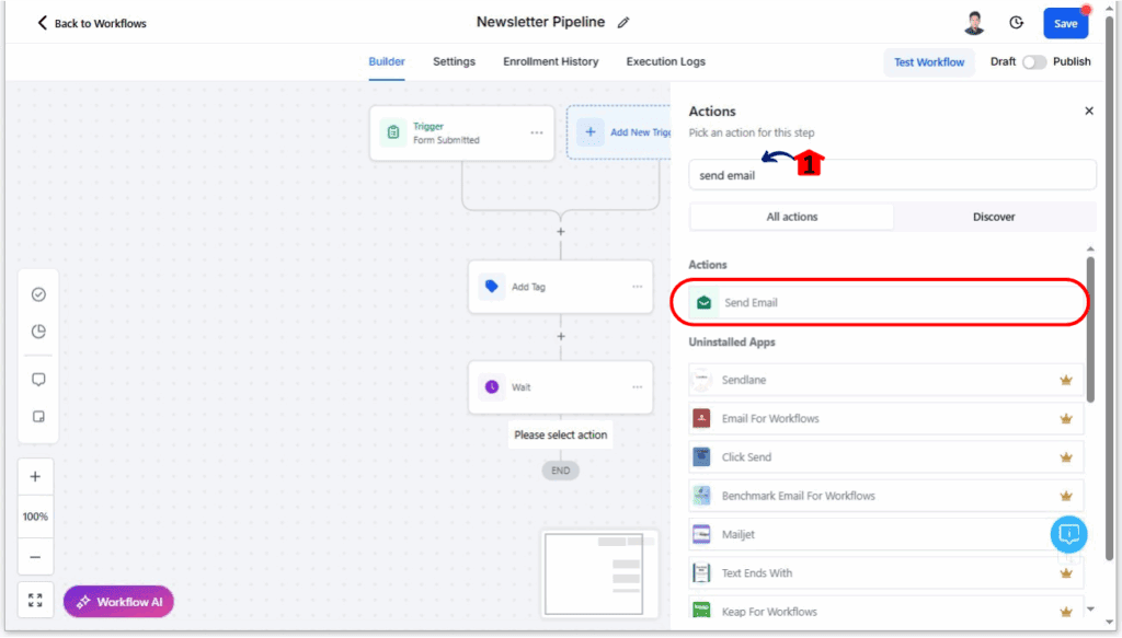 Newsletter Automation - Add the Action for Sending Emails