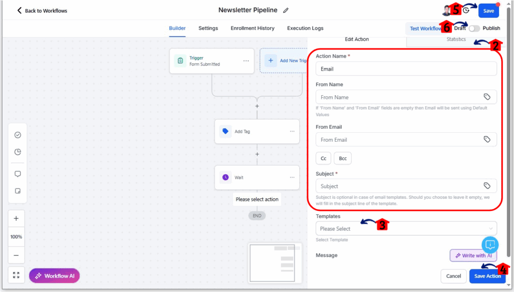 Add the Action for Sending Emails