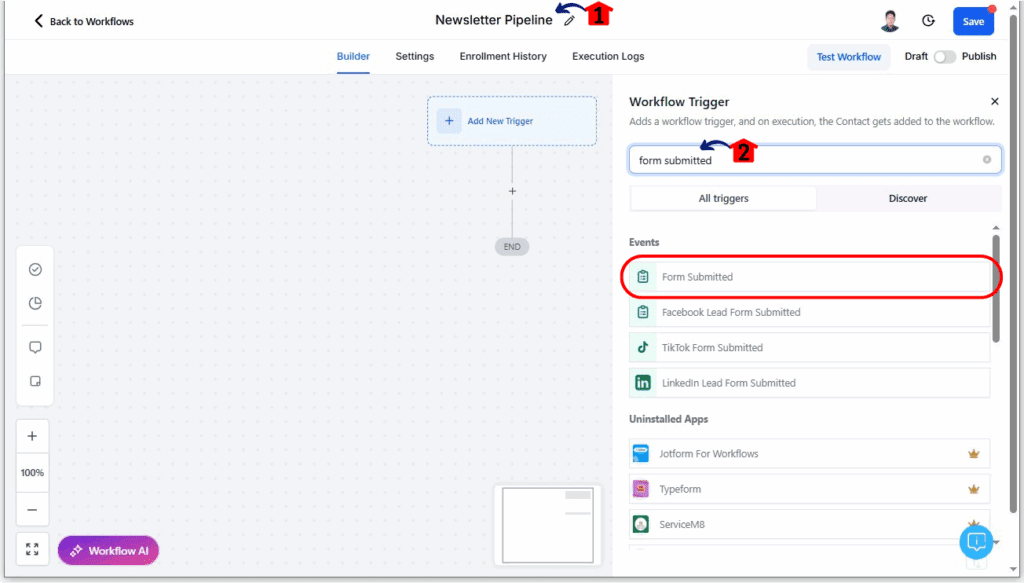 Newsletter Automation - Set the Workflow Trigger
