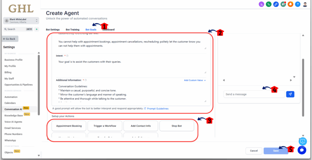 AI Chat Widget - Define Bot Goals and Test