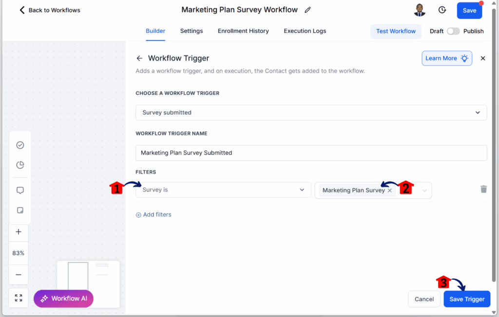 AI Marketing Plan – Add Filter Settings