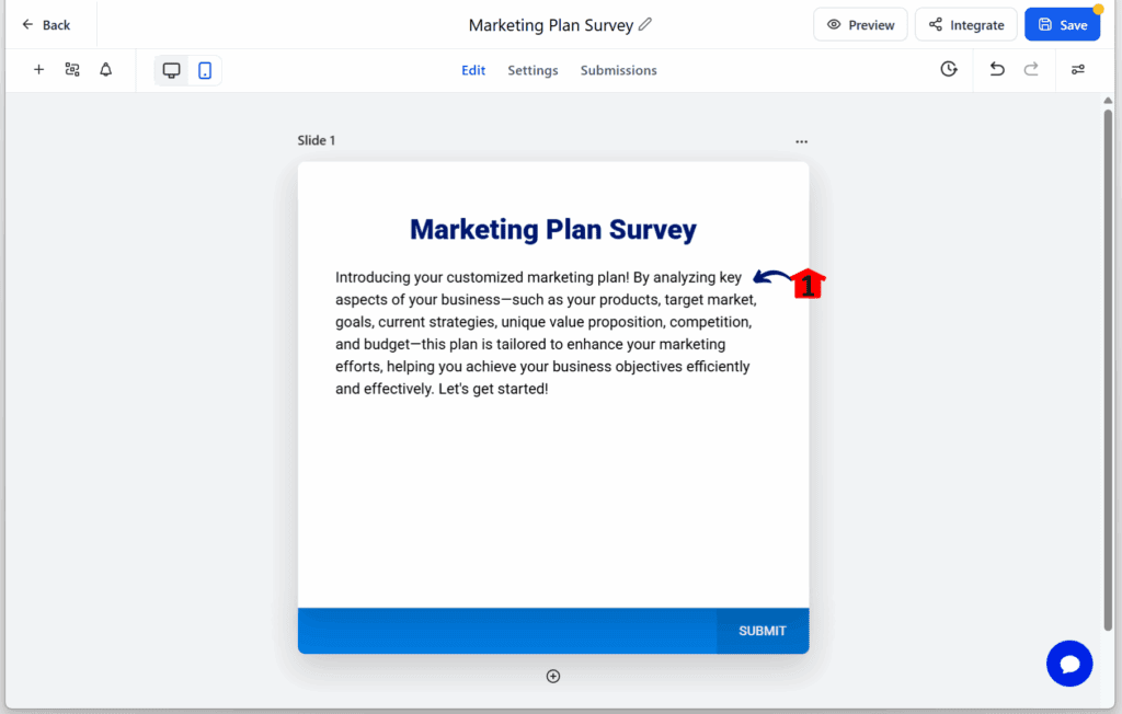 AI Marketing Plan – Add Survey Instructions