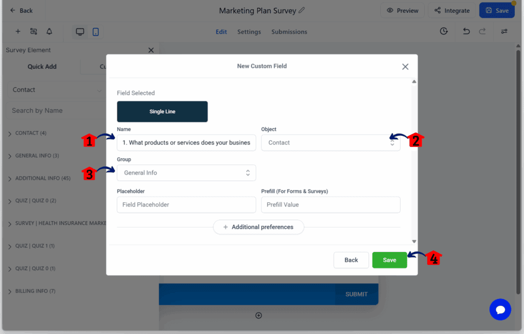 AI Marketing Plan – Configure the Single Line Field