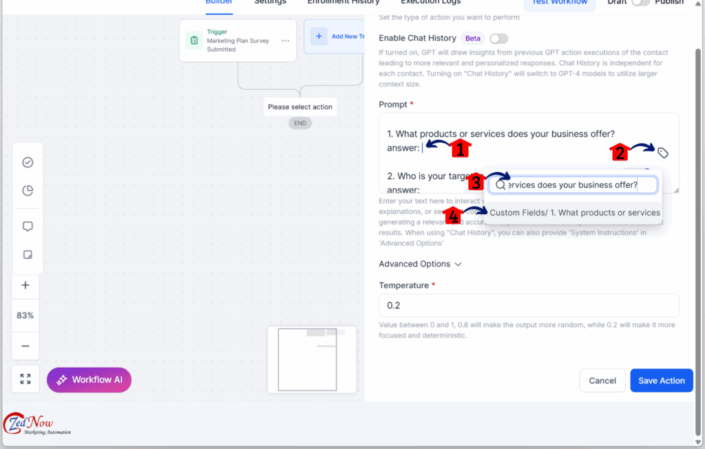 AI Marketing Plan – Insert Custom Values into the Prompt