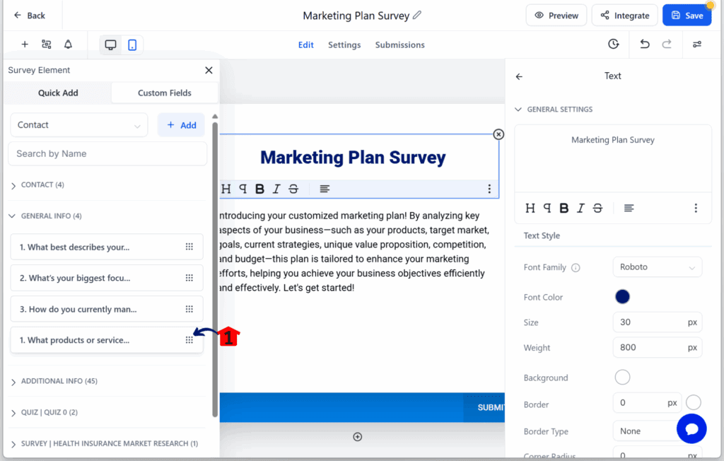 AI Marketing Plan – Add Question 1 to the Canvas