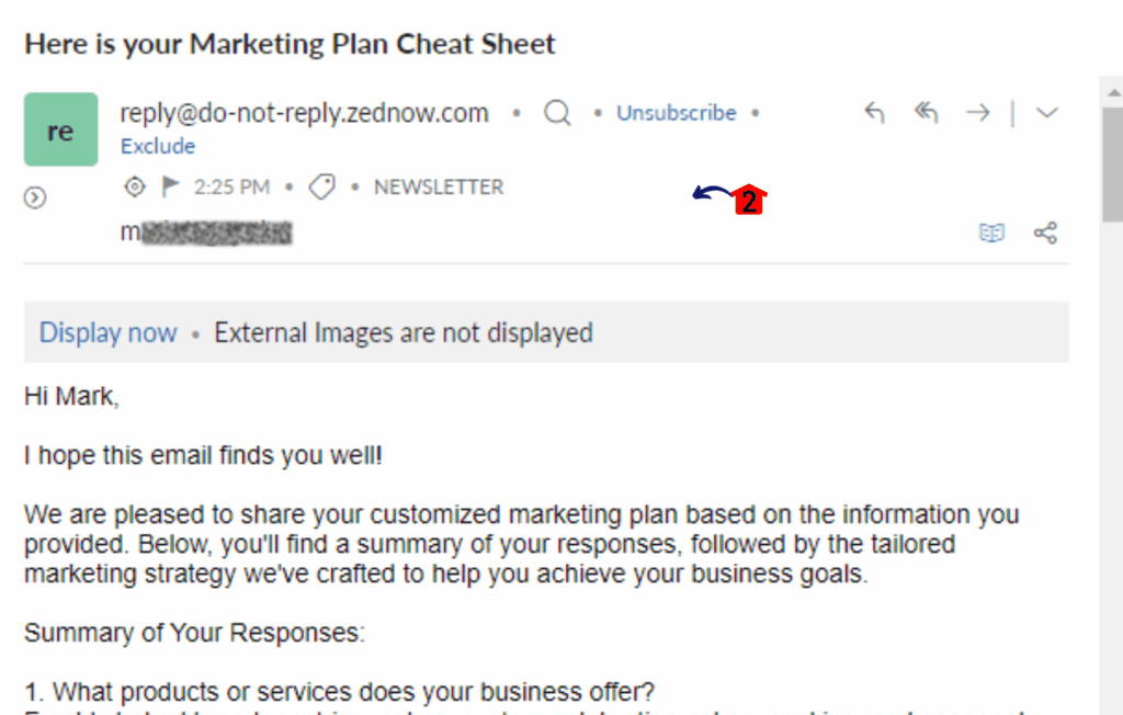 AI Marketing Plan – Test the Workflow Email