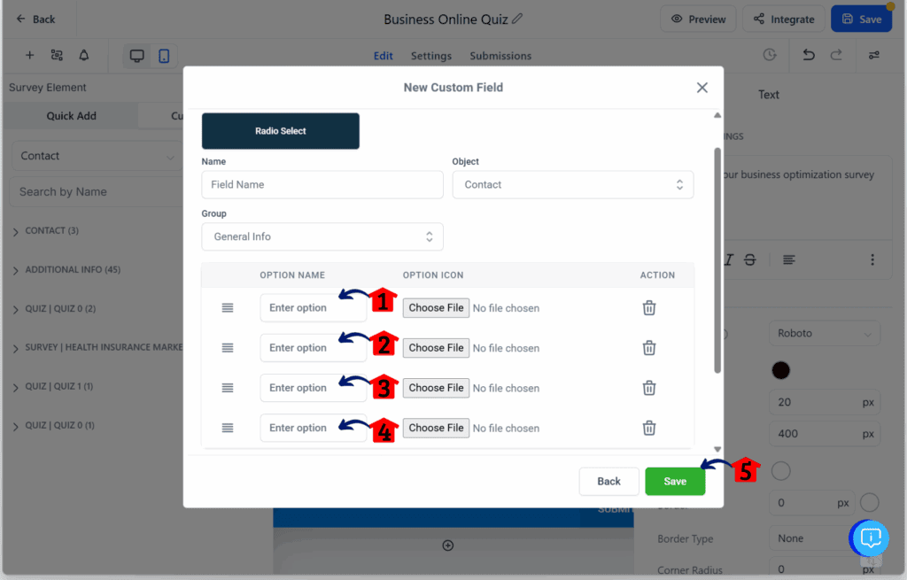 quiz funnel builder – Set Up Question 1