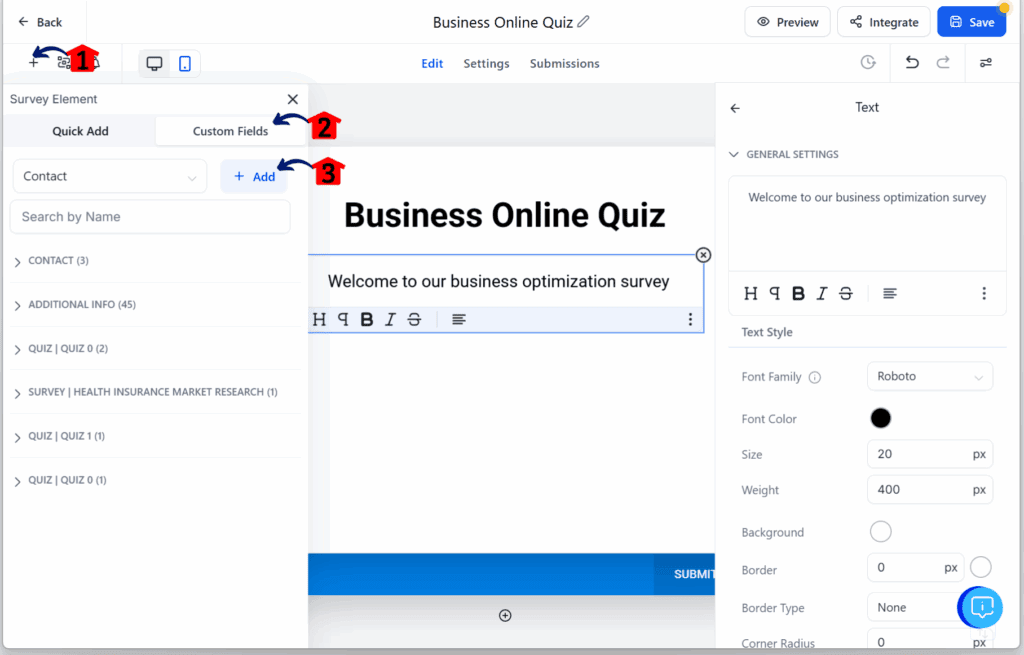 quiz funnel builder – Add a Subheading