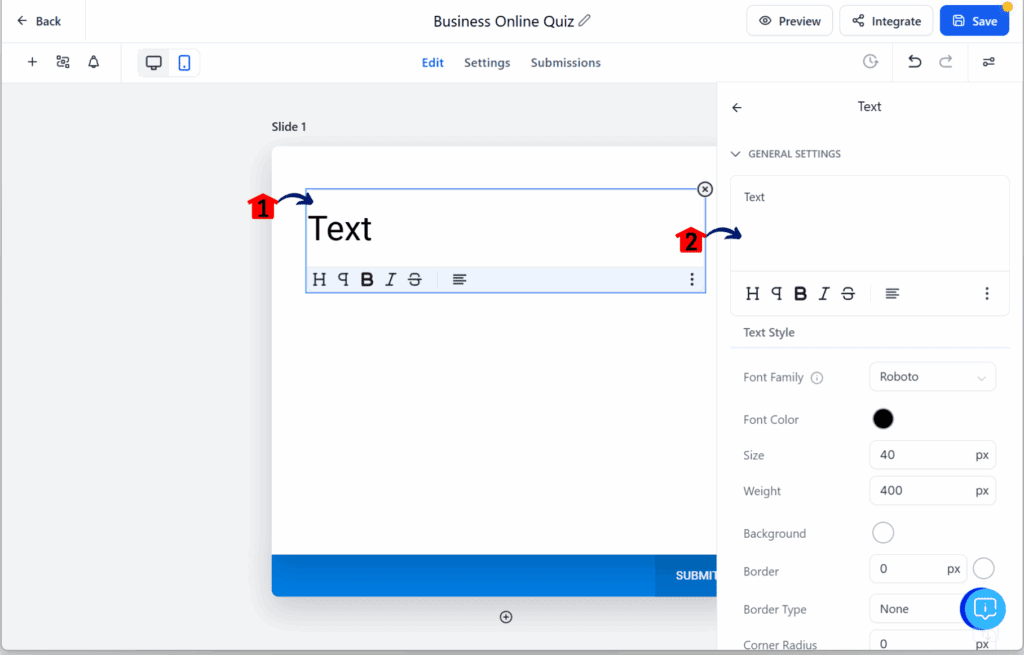 quiz funnel builder – Open the Survey Editor
