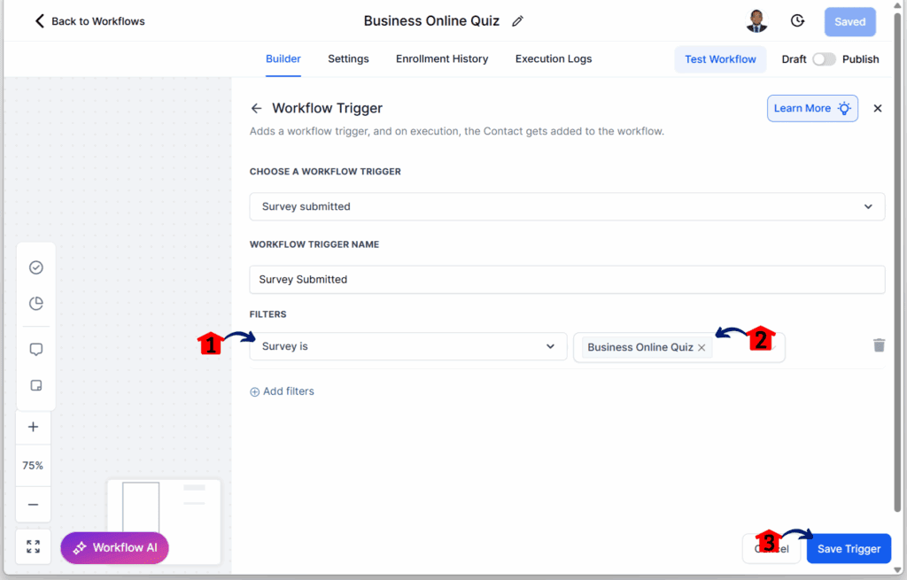 quiz automation flow – Customize the Email for Branch 2