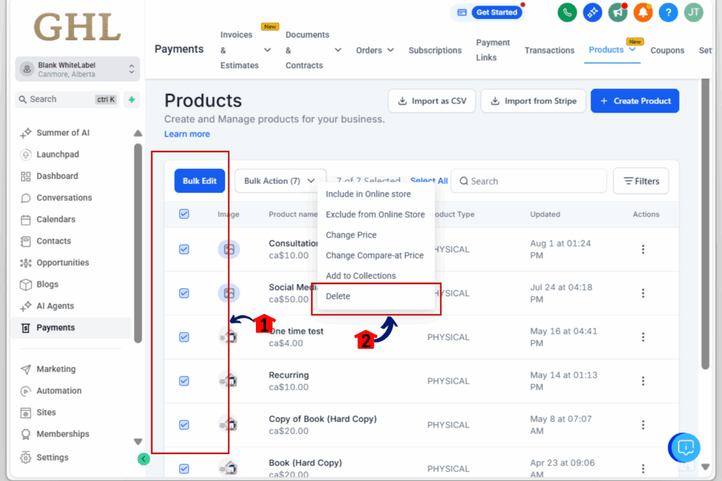 product deletion safeguard - bulk