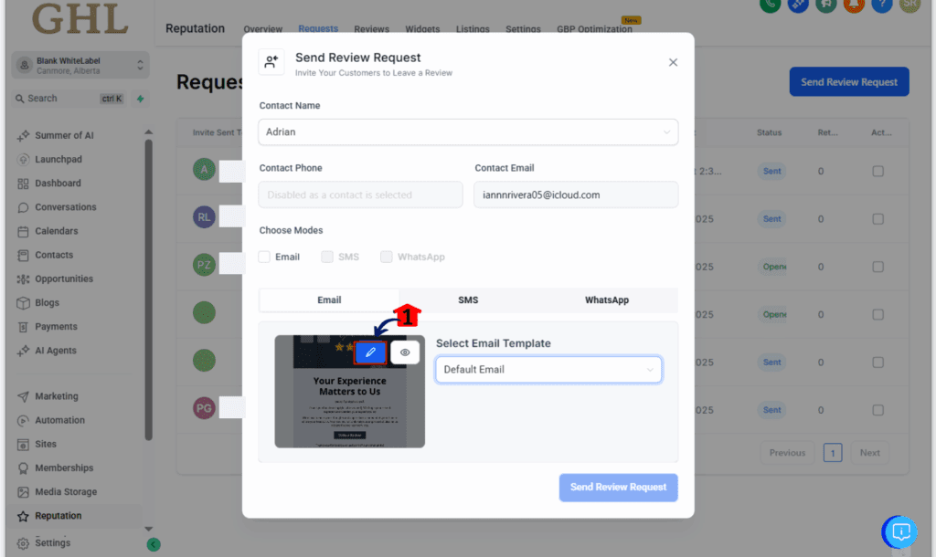 email review requests - Insert the Review Links Section