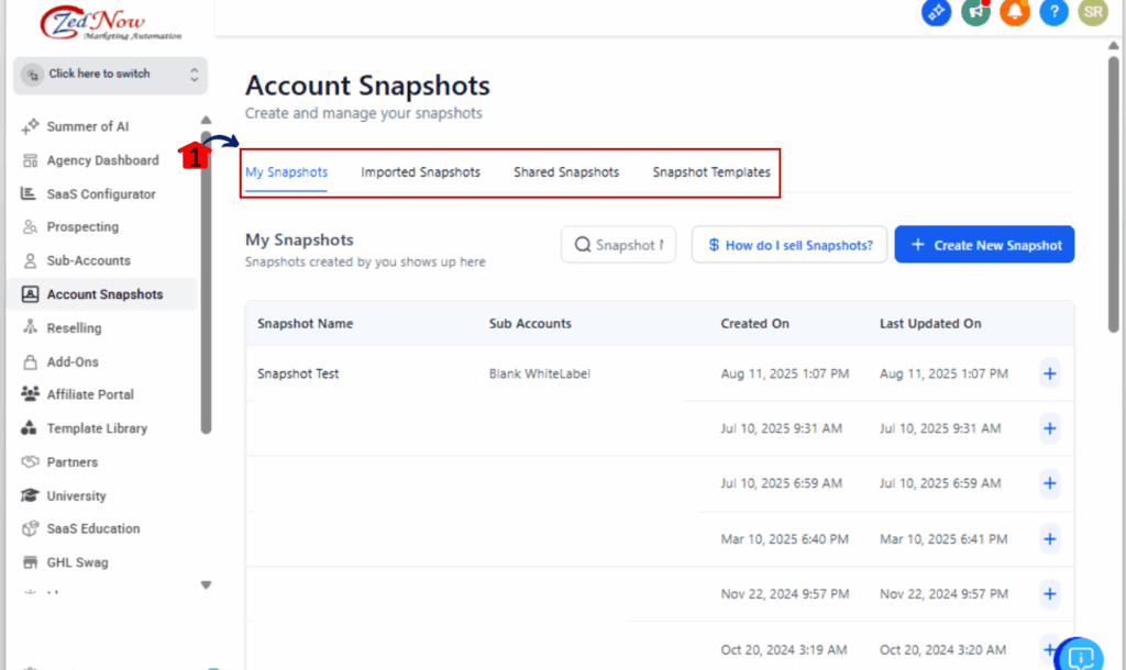 snapshot asset viewer - Choose Your Snapshot Tab
