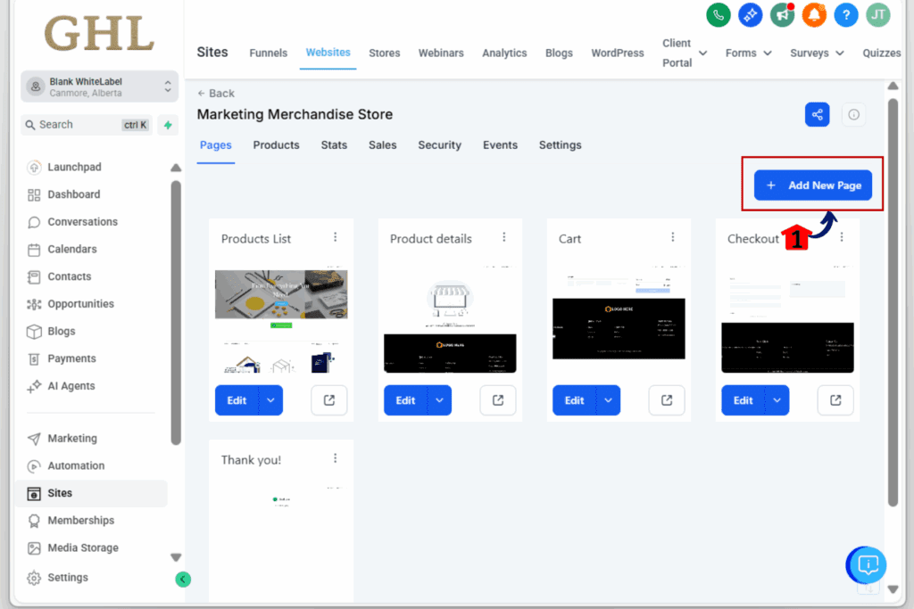 GHL custom product pages - enable