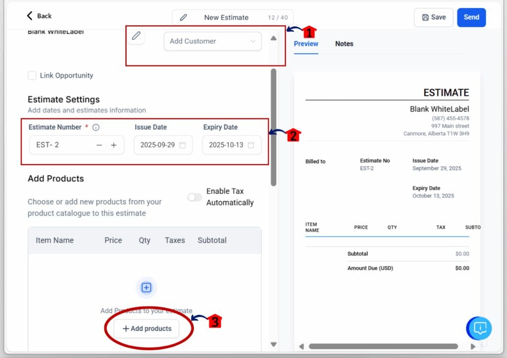 GoHighLevel estimate photos