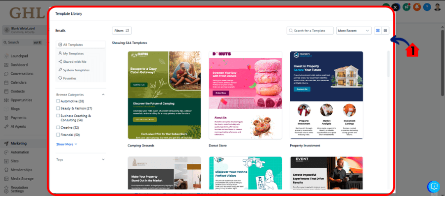 ghl Email template library