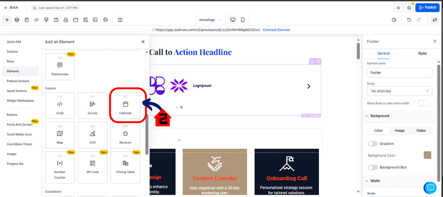 GHL calendar Element