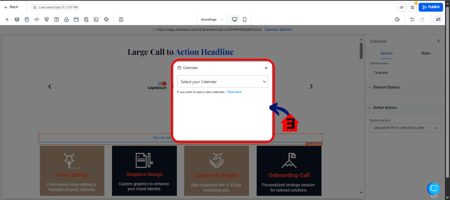 ghl choosing calendar