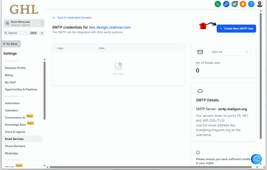 SMTP approval system - Create a New SMTP User