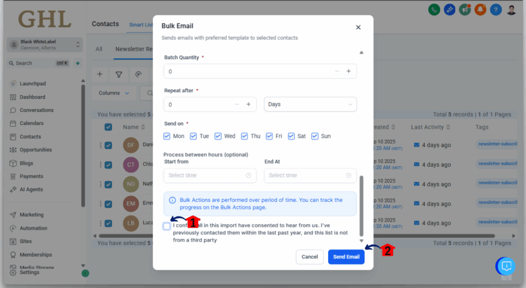 Bulk Drip Automation in GHL - Start the Bulk Email Sending